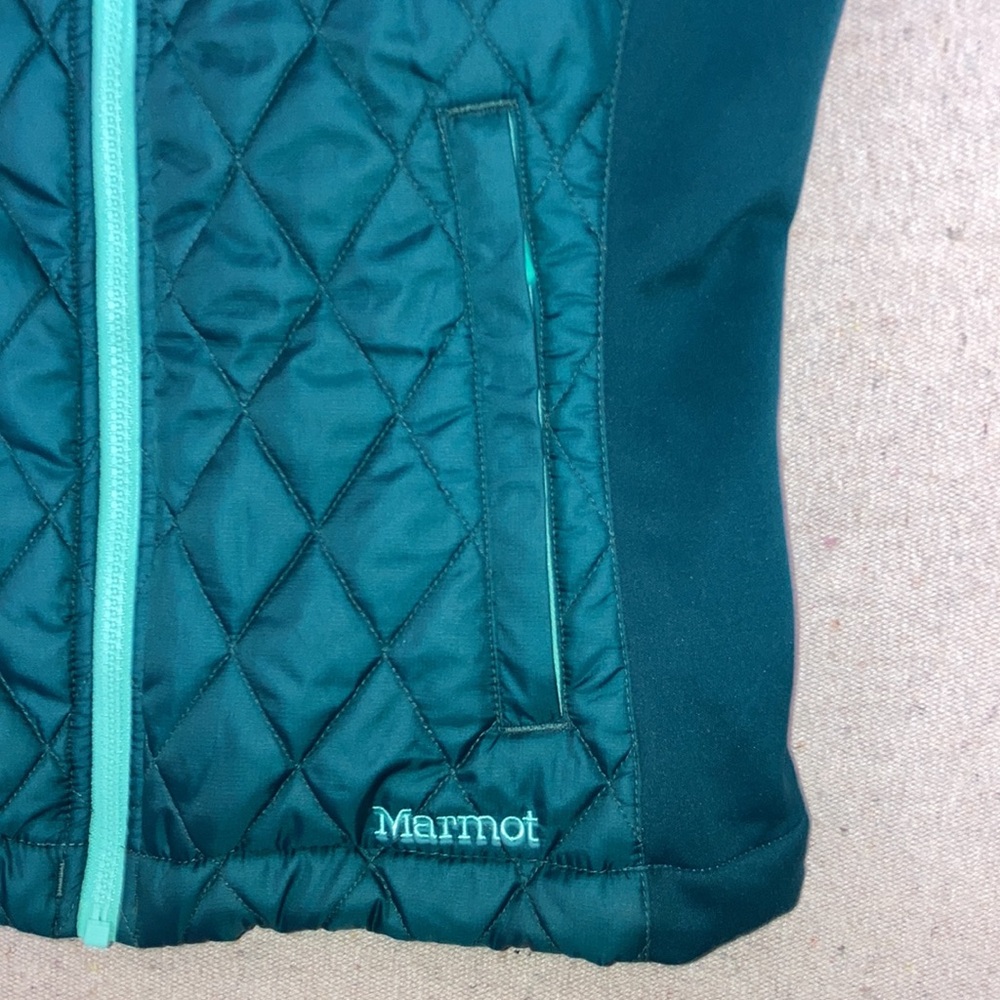 Marmot Teal Green Quilted Full Zip Puffer Lightweight Vest Women’s S Hiking - Picture 6 of 12